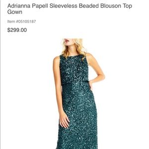 Adrianna Papell emerald green beaded gown